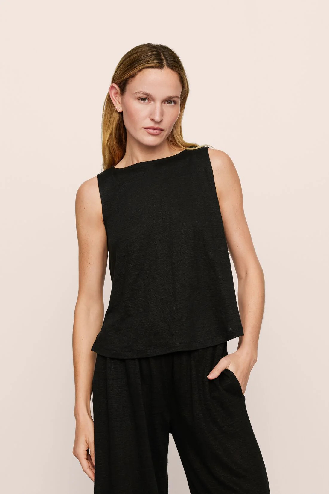 Organic Linen Knit Boat Neck Crop Tank | Eberjey