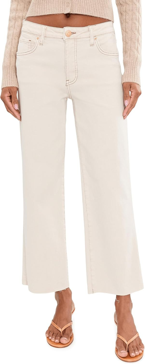 KUT from the Kloth Charlotte High-Rise Wide Leg with Raw Hem in Oat | Amazon (US)