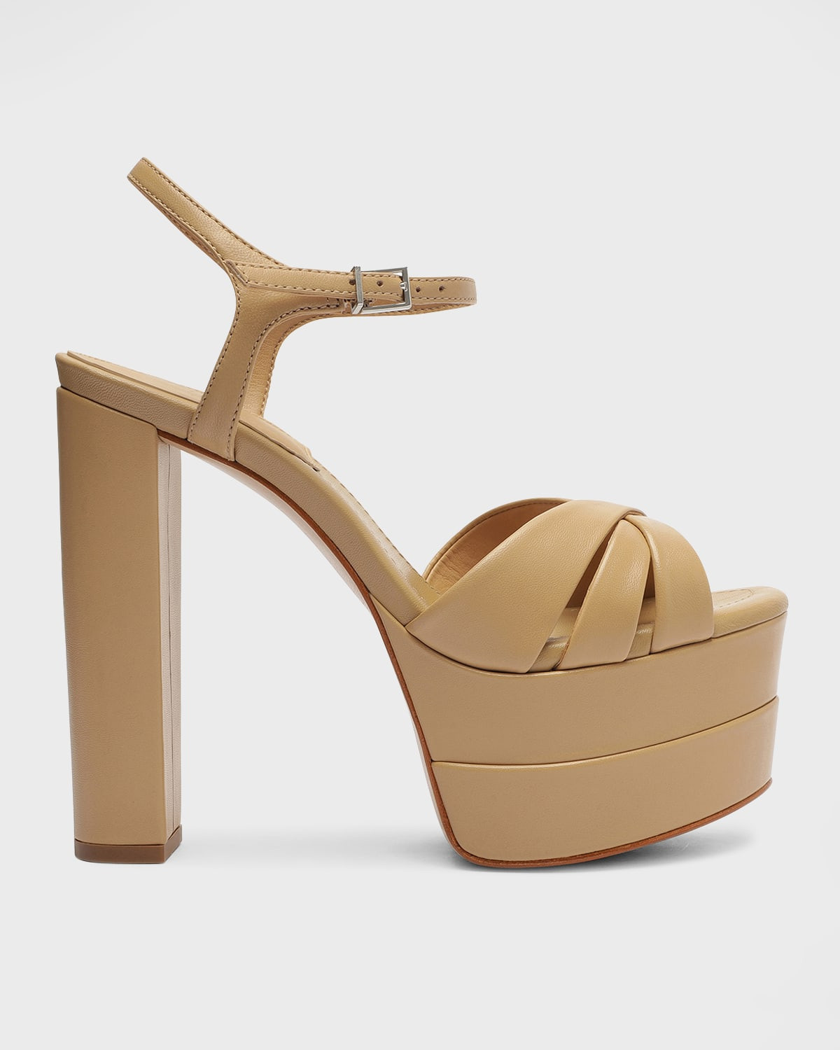 Keefa Leather Ankle-Strap Platform Sandals | Neiman Marcus
