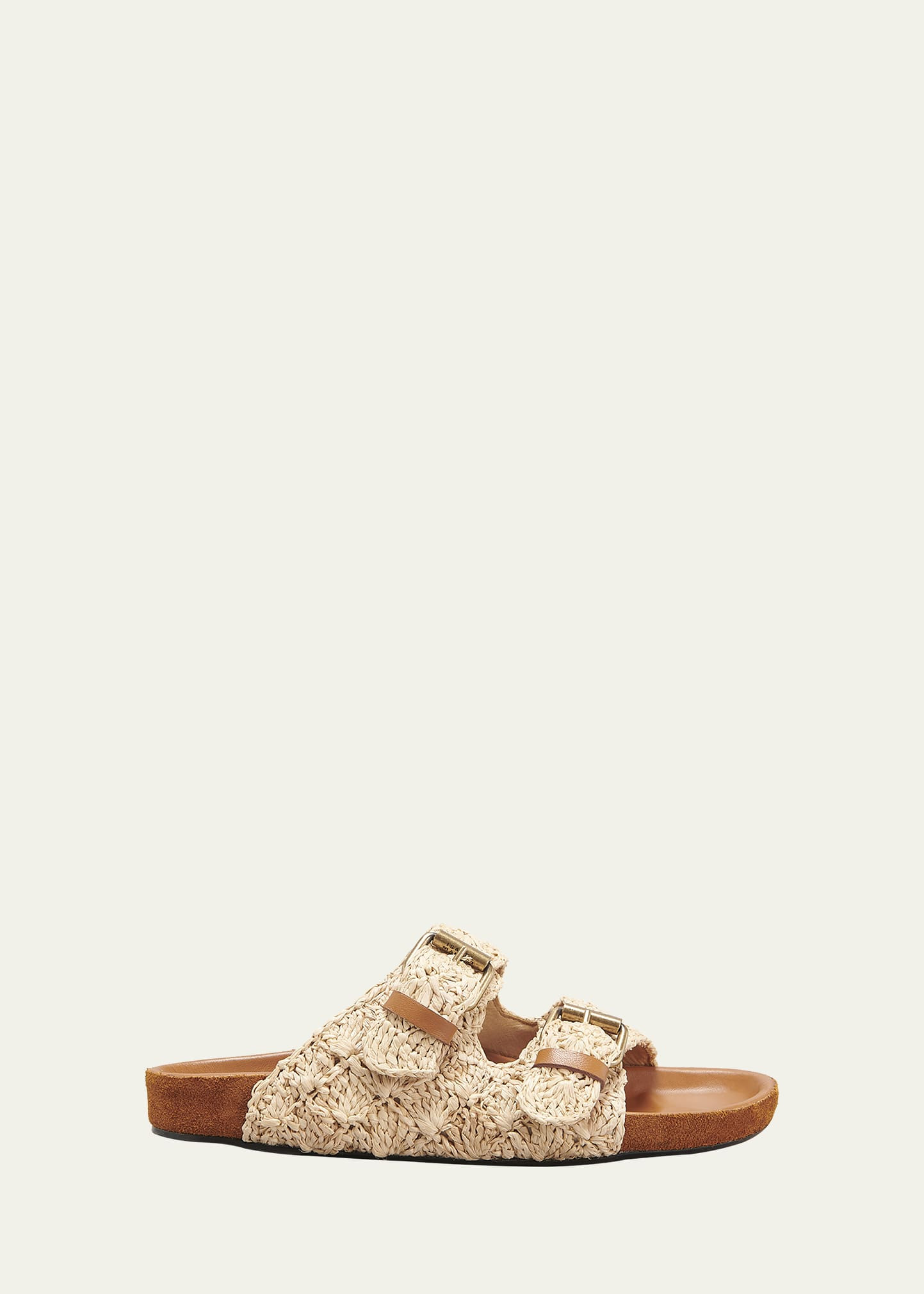 Isabel Marant Lennyo Raffia Dual-Buckle Sandals | Bergdorf Goodman