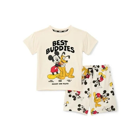 Mickey Mouse Baby and Toddler Boy Short Sleeve Graphic Tee and Matching Shorts Set, 2-Piece, Sizes 0/3M-5T | Walmart (US)