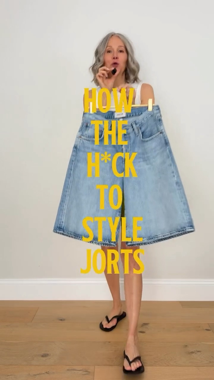 Denim jorts, multiple fits ✨ comment “jorts” for all the links #jorts #outfitinspo