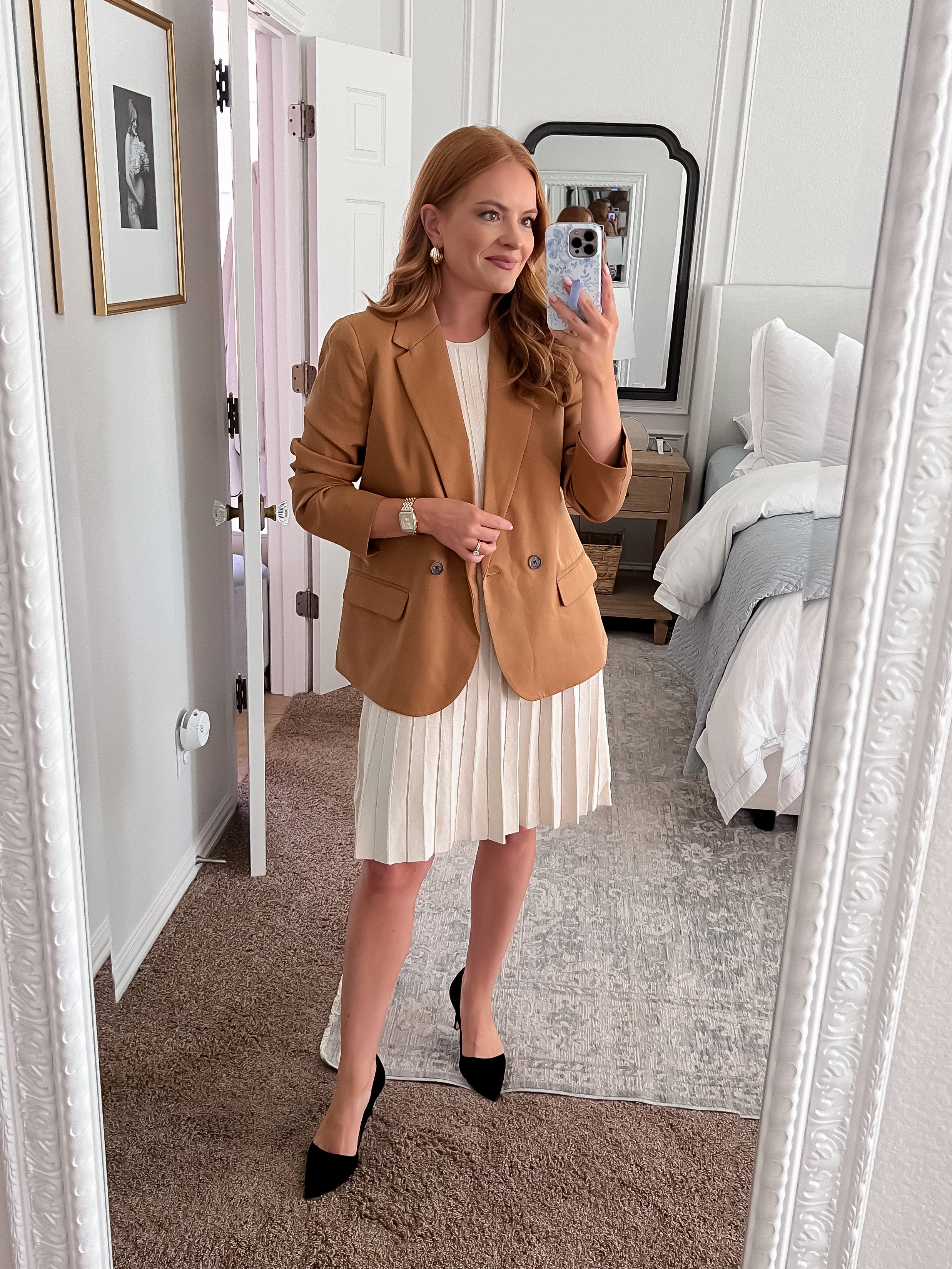J.Crew factory sale is happening right now! The oversized tan blazer is going to be a staple throughout the fall!

Sizing:
Blazer - small
Pleated dress - smalll

#LTKFallSale #LTKWorkwear #LTKSaleAlert