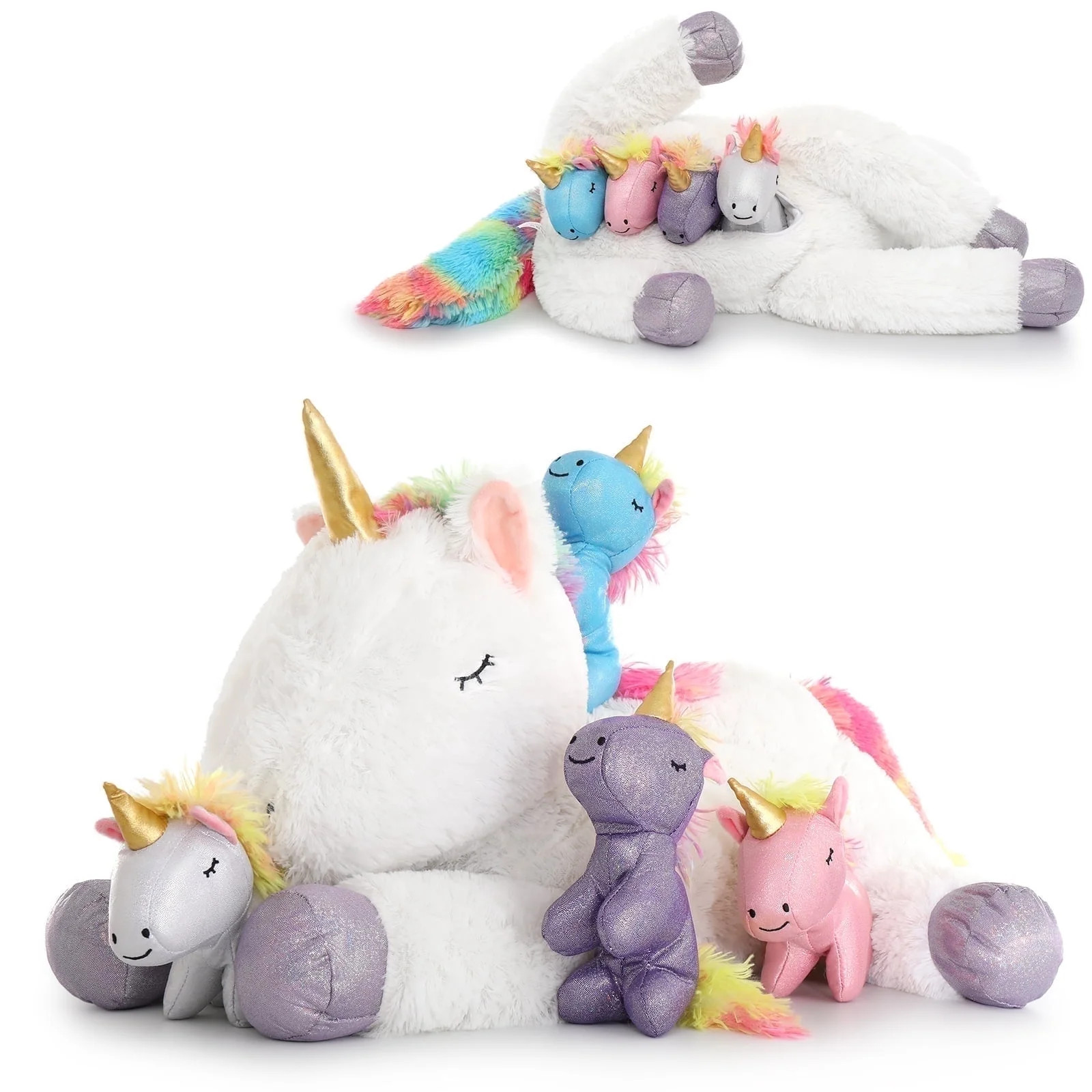 Muiteiur 5 Pcs Unicorn Stuffed Animal 24'' Unicorn Plush with 4 Babies | Walmart (US)