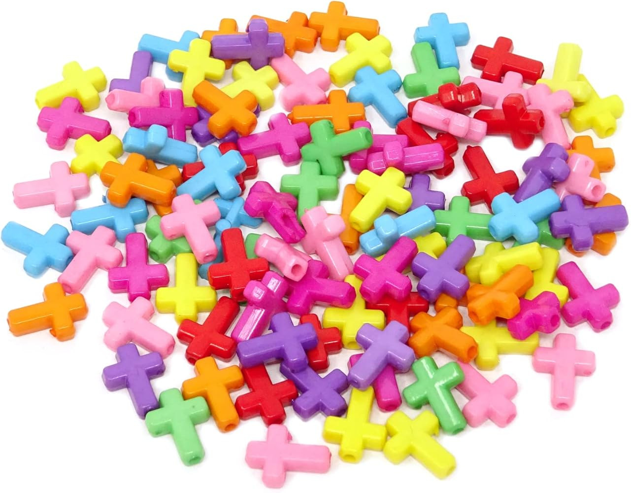 Honbay 100PCS 16x12x4.5mm Assorted Color Acrylic Cross Beads Spacer Beads for Jewelry Making or C... | Amazon (US)