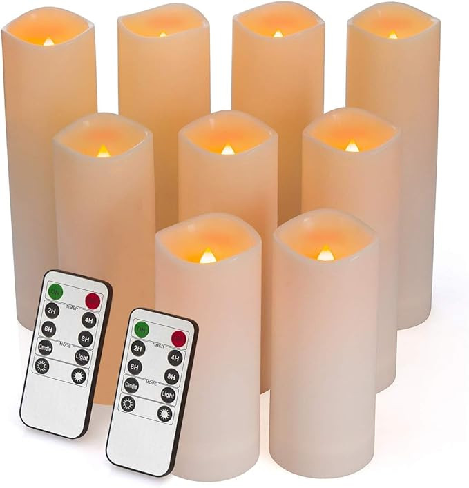 Flameless Candles, Led Candles Set of 9 Battery Operated Candles (Height 5"6"7" x Diameter 2.15")... | Amazon (US)