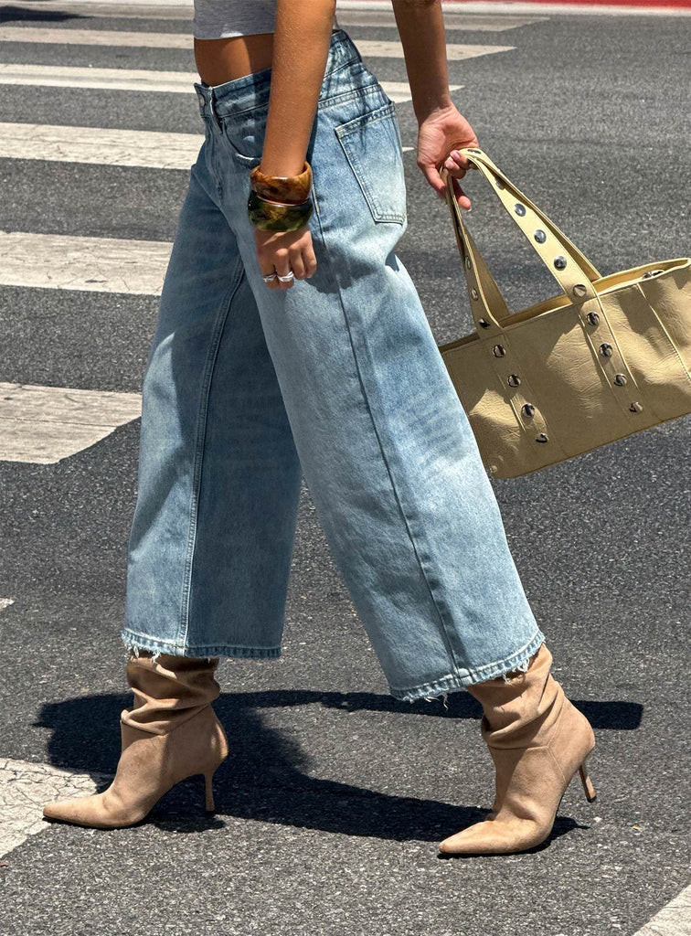 Sooki Low Rise Cropped Jeans Light Vintage Blue | Princess Polly US