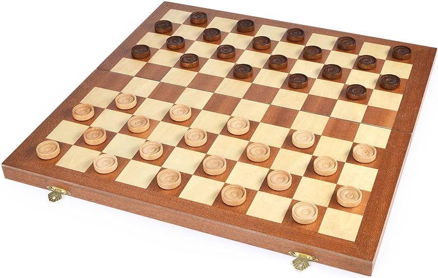 15inch Checkers Folding Wooden Game Set, 100 Square Checkerboard International Checkers Draughts ... | Amazon (US)