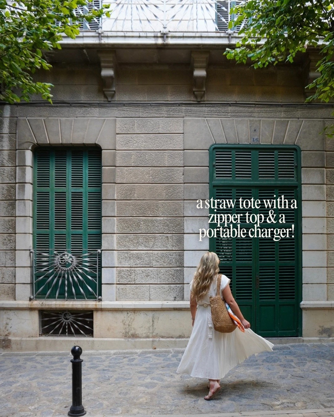 Mallorca in September outfit! My fav straw tote bag with a top zipper. The best portable charger with cords attached. 

#LTKTravel #LTKStyleTip #LTKMidsize