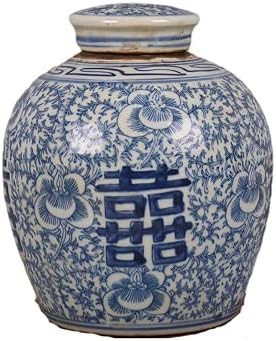 6.2inch Vintage Chinese Blue and White Porcelain Double Happiness Jar Home Antique Decoration | Amazon (US)