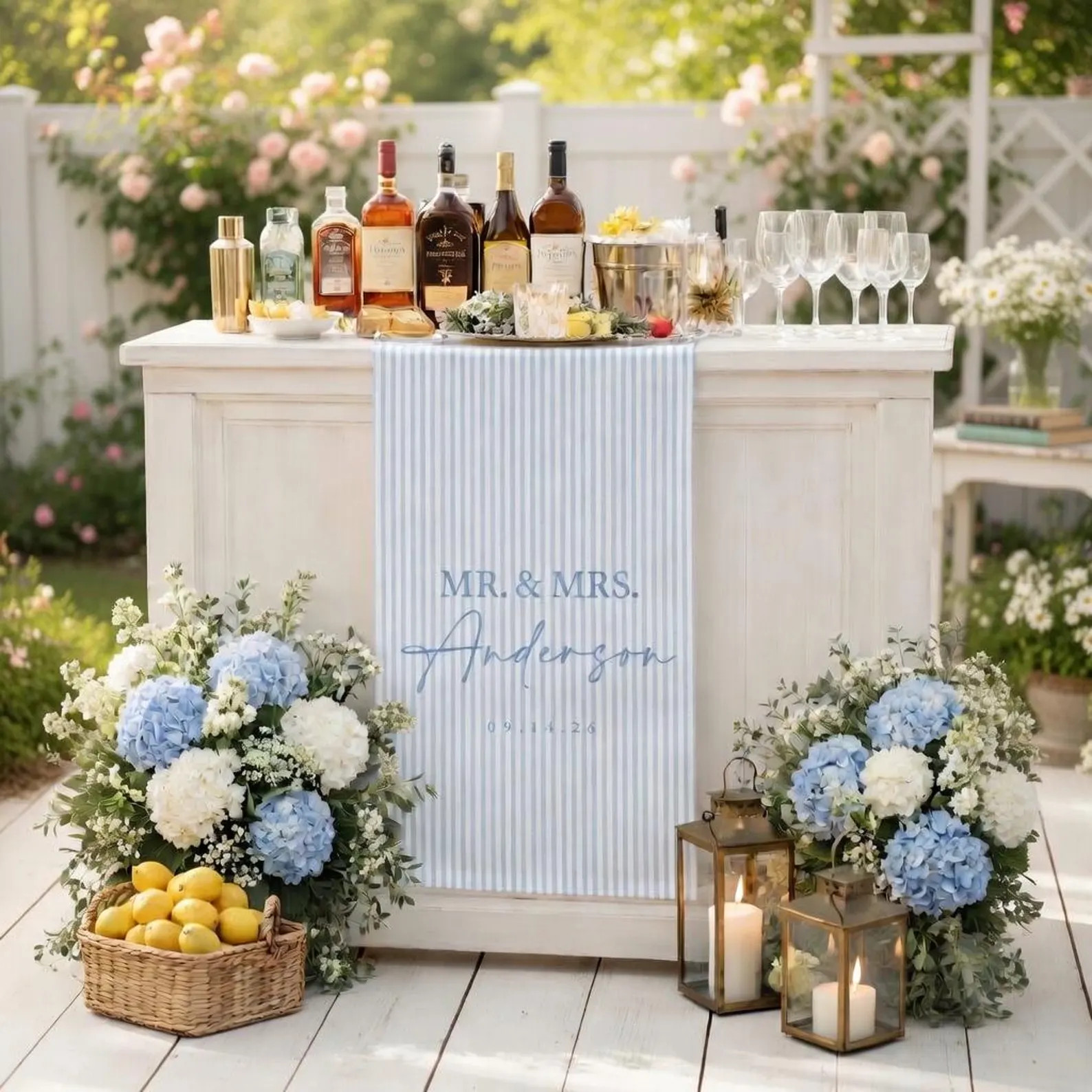 Personalized Linen Striped Bar & Event Sign, Wedding, Birthday, Anniversary Custom Name Bar Weddi... | Etsy (Global)