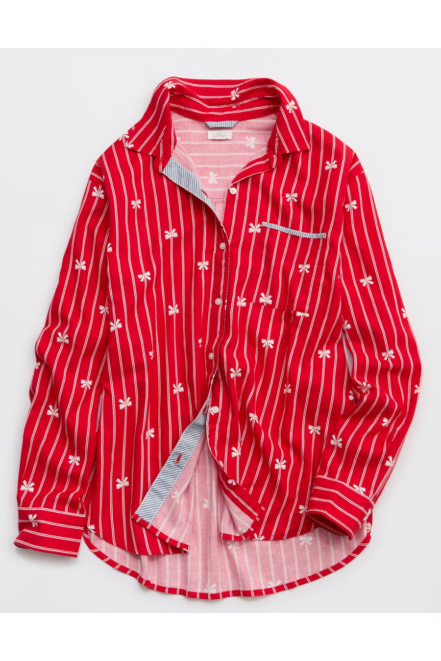 Aerie Flannel Pajama Shirt Women's Bright Red M | Aerie