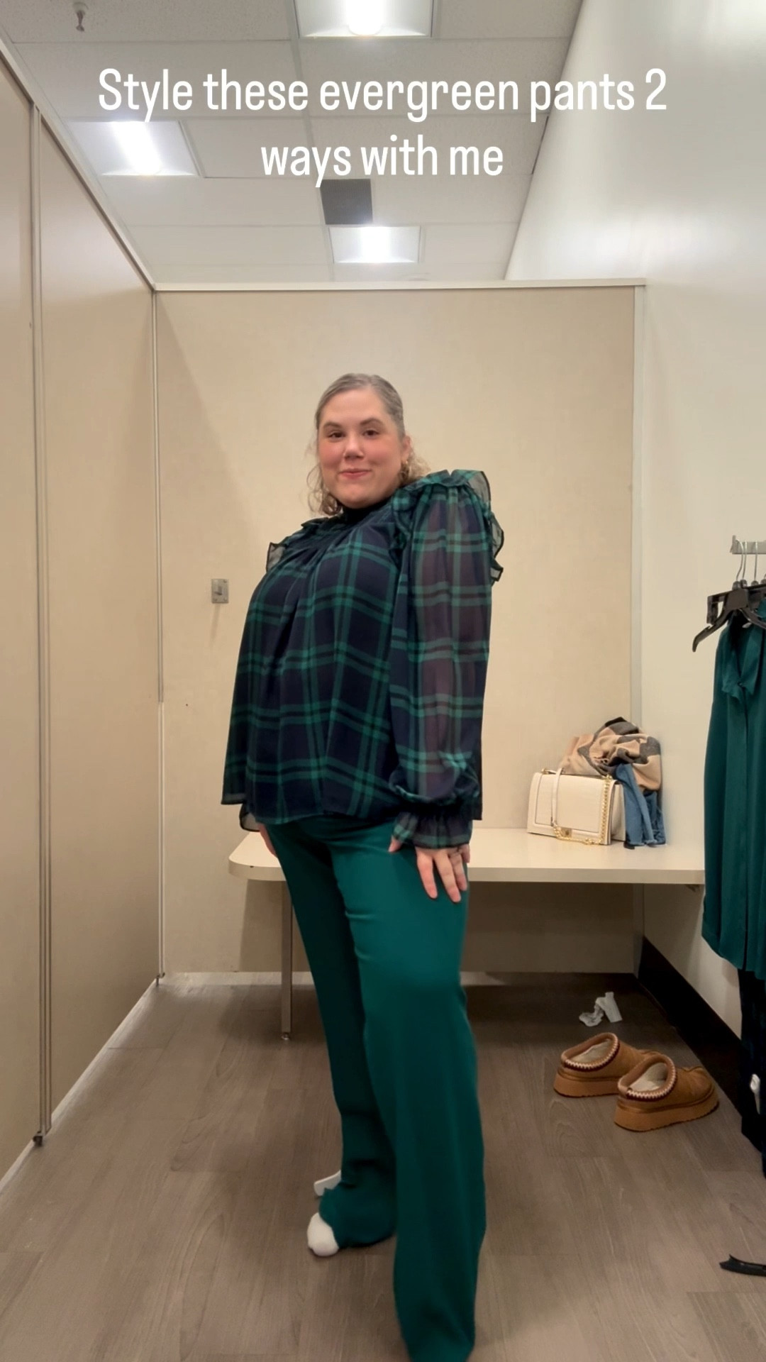 I am loving this green shade this fall. And these green slacks I found @macys are comfortable and easy to style. Here I did it with a matching plaid chiffon top that just makes me so happy. I also styled it with a matching short sleeve sweater. So easy to build a wardrobe with these pieces.

#LTKPlusSize #LTKPetite #LTKSeasonal