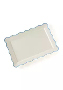 Crown & Ivy™ Blue Trim Ruffled Rectangular Serving Platter | Belk