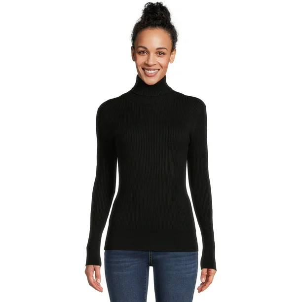 Time And Tru Women's Core Turtle Neck T-Shirt | Walmart (US)