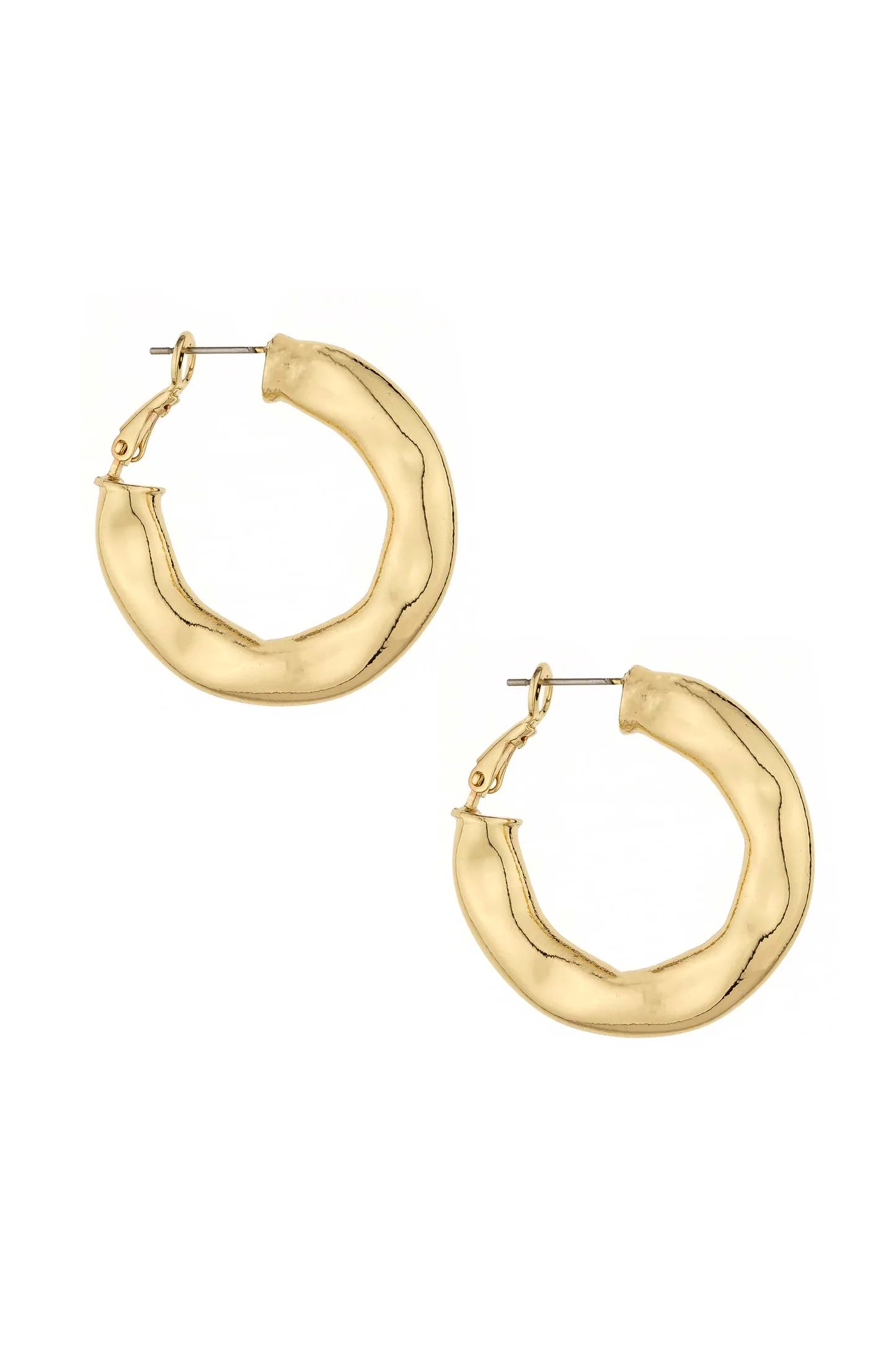 Soft Golden Textured 18k Gold Plated Hoop Earrings | Ettika