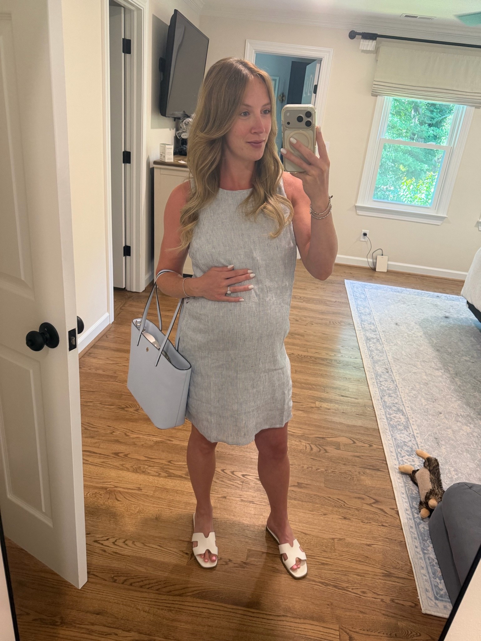 Quince dress + target sandals on repeat🤍

#LTKootd #LTKBump #LTKSeasonal