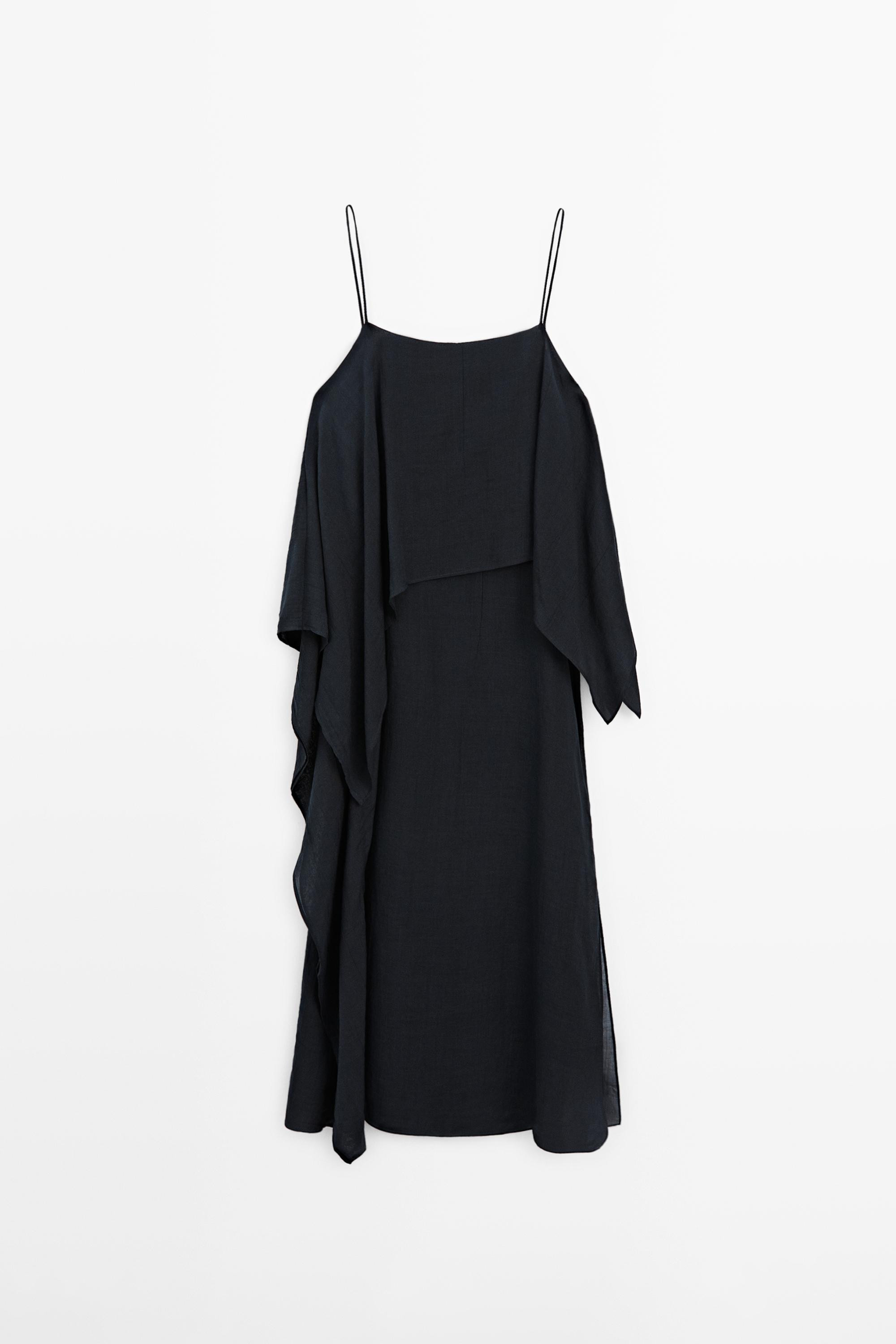 Robe midi à volant asymétrique | Massimo Dutti FR