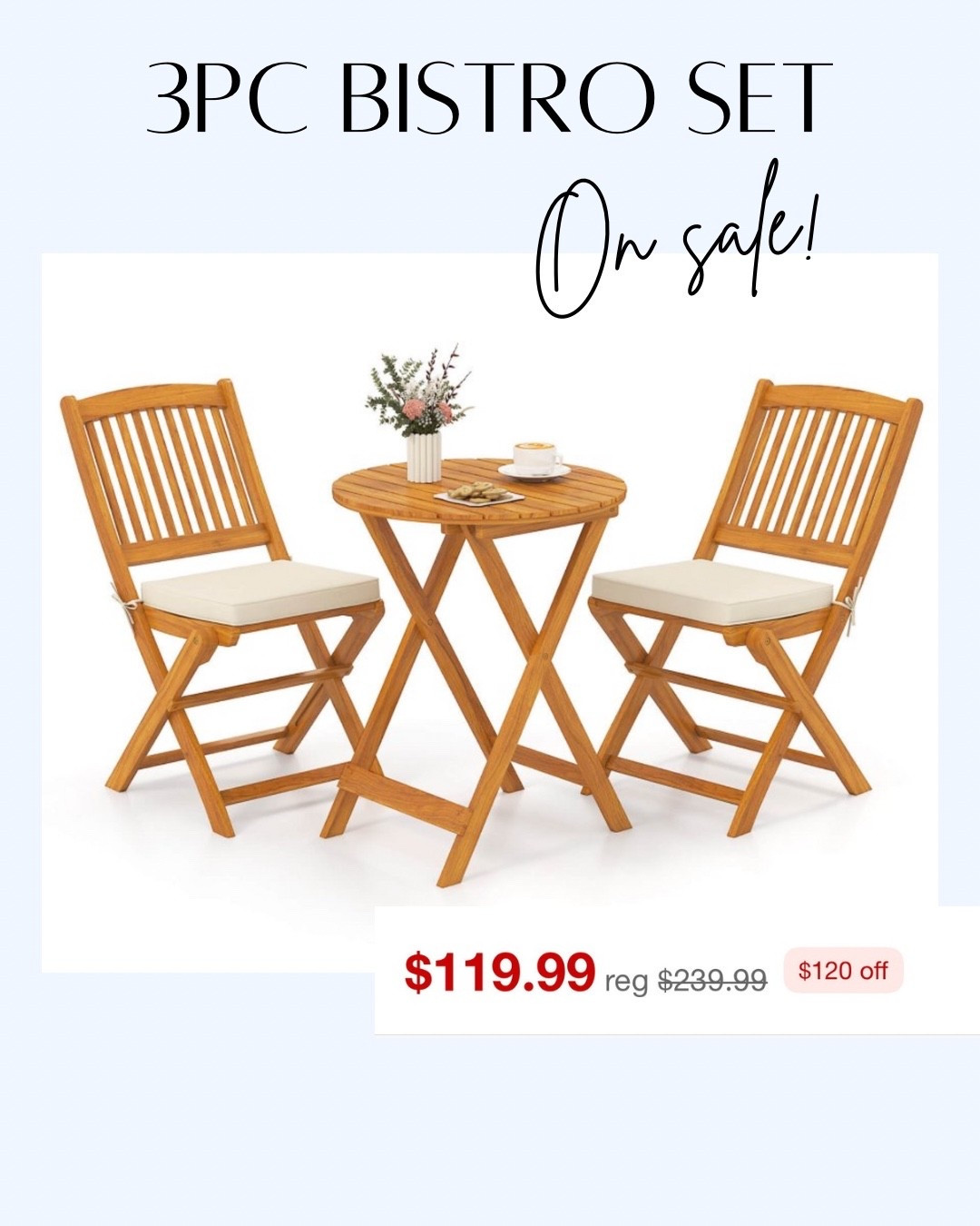 Outdoor patio set on sale! 






Patio furniture 
Bistro set 
Outdoor seating 
Target home
Target finds 
Spring decor 
Home decor 
Wood furniture 
Outdoor furniture

#LTKMothersDay #LTKSeasonal #LTKHome