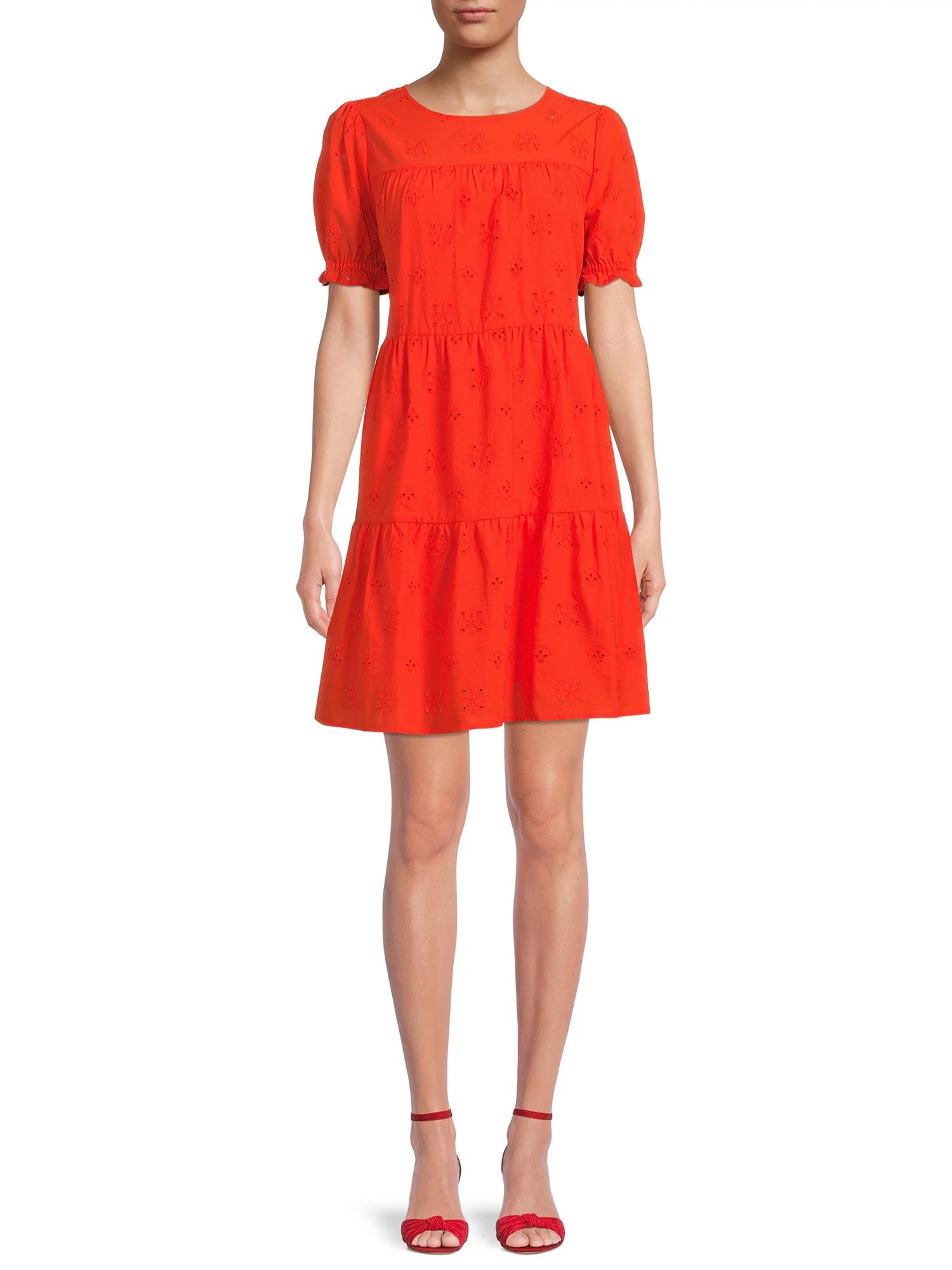 The Get Women's Short Sleeve Eyelet Mini Dress | Walmart (US)