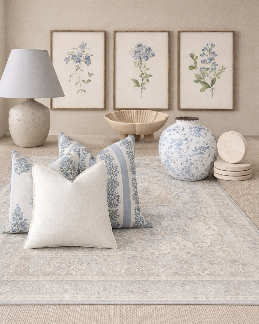 Neutral Blue & Beige Living Room Decor Finds from Amazon

Follow @farmtotablecreations on Instagram for more cozy home finds 🤍

These soft blue and warm neutral pieces are such an easy way to create a calm, collected look in your home. I love how the floral artwork ties in beautifully with the pillows and vase, while the textures from the rug, lamp, and wood accents keep everything feeling layered and high-end without trying too hard. These are the kind of pieces you can mix into any space and instantly elevate it.

#amazonhome #throwpillows #arearug #tablelamp #wallart #homeaccessories #livingroomdecor #neutraldecor #blueandwhite #coffeetabledecor

#LTKHome #LTKSaleAlert