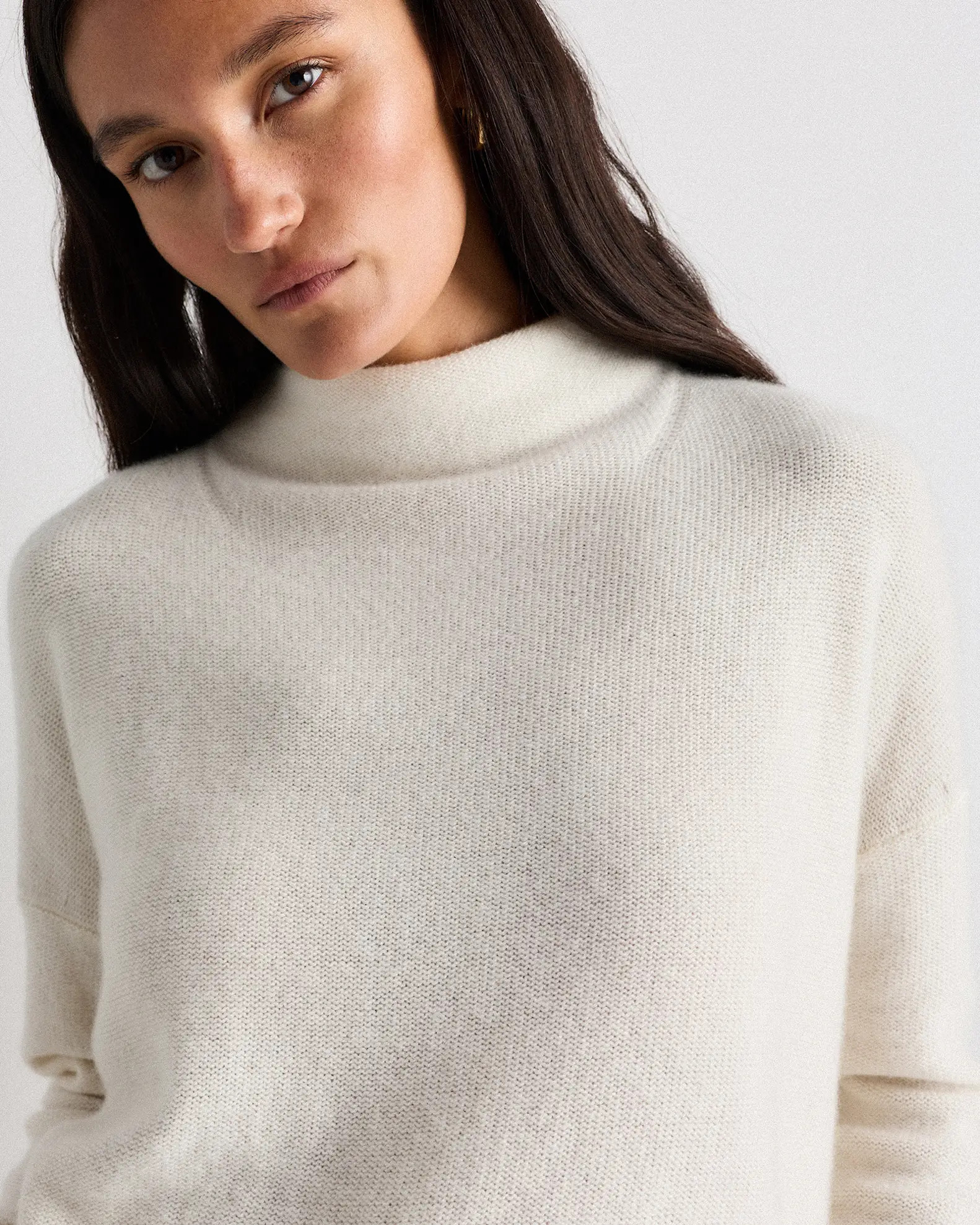Mongolian Cashmere Funnel Neck Sweater in Ivory | Quince