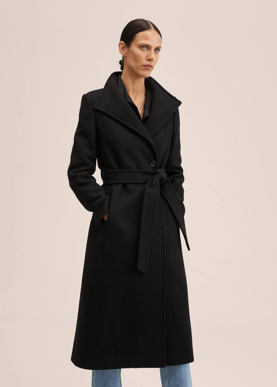 Woolen coat with belt | MANGO (US)