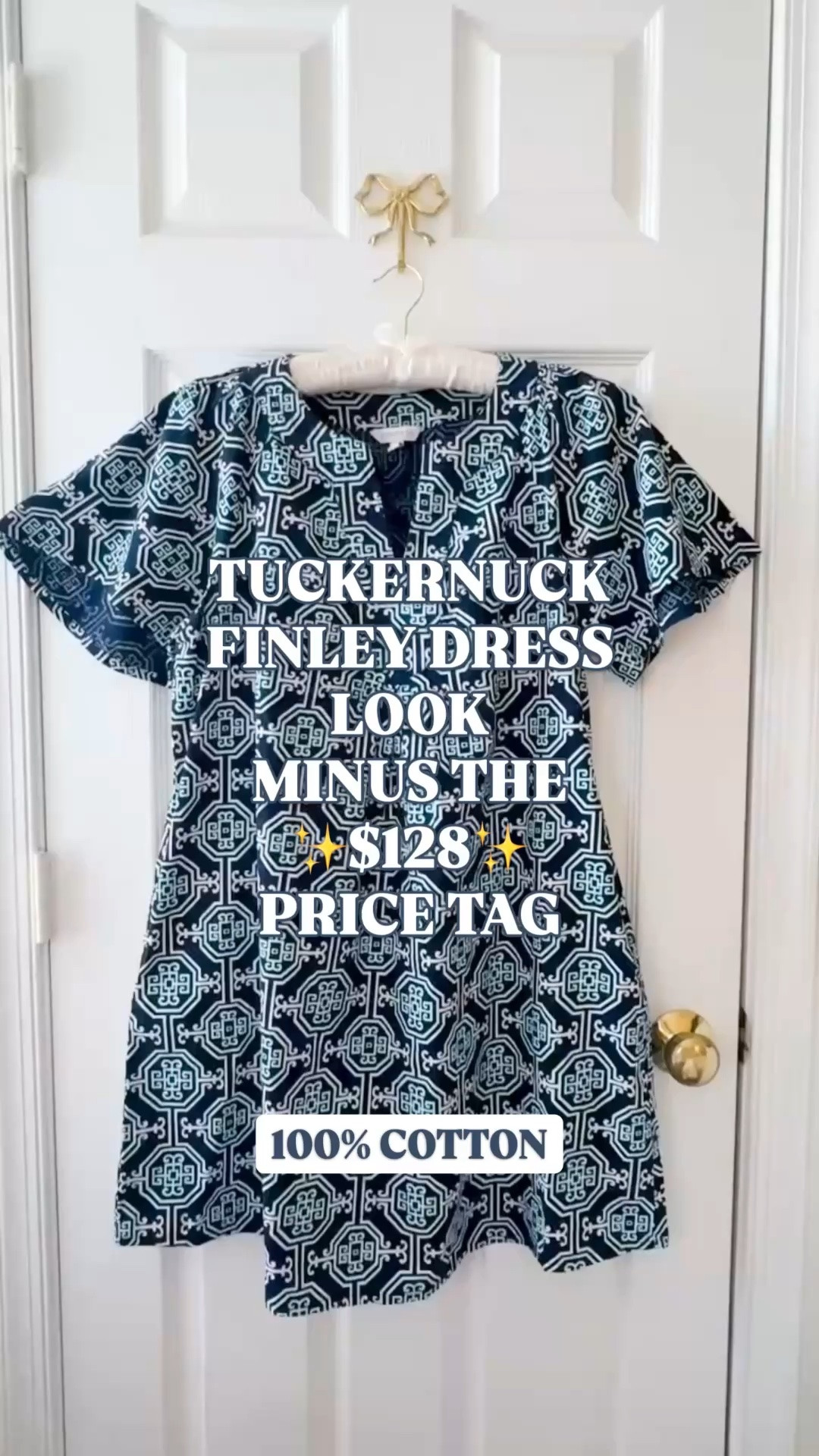 Tuckernuck Finley Flutter Dress look for less, preppy summer dress, navy cotton mini dress, wedding guest dress summer, graduation guest outfit, vacation dress women

The Tuckernuck Finley Flutter Dress retails for $128, and this Belk find gives that same easy printed mini dress silhouette for only $25 right now.

This is the kind of preppy summer dress that makes sense immediately. Navy print, split neckline, flutter elbow sleeves, relaxed shift shape, and 100% cotton. It has that polished Tuckernuck-style daytime dress energy without the $128 price tag.

Two prints. Lightweight, machine washable, easy pullover fit, and simple to style with sandals, wedges, gold jewelry, raffia bags, or flats.

Wear it for summer brunch, church, vacation dinners, graduation parties, graduation guest outfits, bridal showers, baby showers, casual wedding weekends, garden parties, teacher outfits, work outfits, resort outfits, and everyday preppy summer style.

If you’re searching for Tuckernuck Finley look for less, Tuckernuck dress look for less, preppy dresses for women, cotton summer dress, navy mini dress, flutter sleeve dress, wedding guest dress summer, graduation dress, graduation guest outfit, vacation dress, resort dress, Belk dress finds, or designer look for less, this is one of those $25 finds that looks way more expensive than it is.

#LTKFindsUnder50 #Tuckernuck #LookForLess #PreppyStyle #SummerDress #WeddingGuestDress #LTKFindsUnder100 #GraduationDress

#LTKSaleAlert #LTKWedding #LTKWorkwear