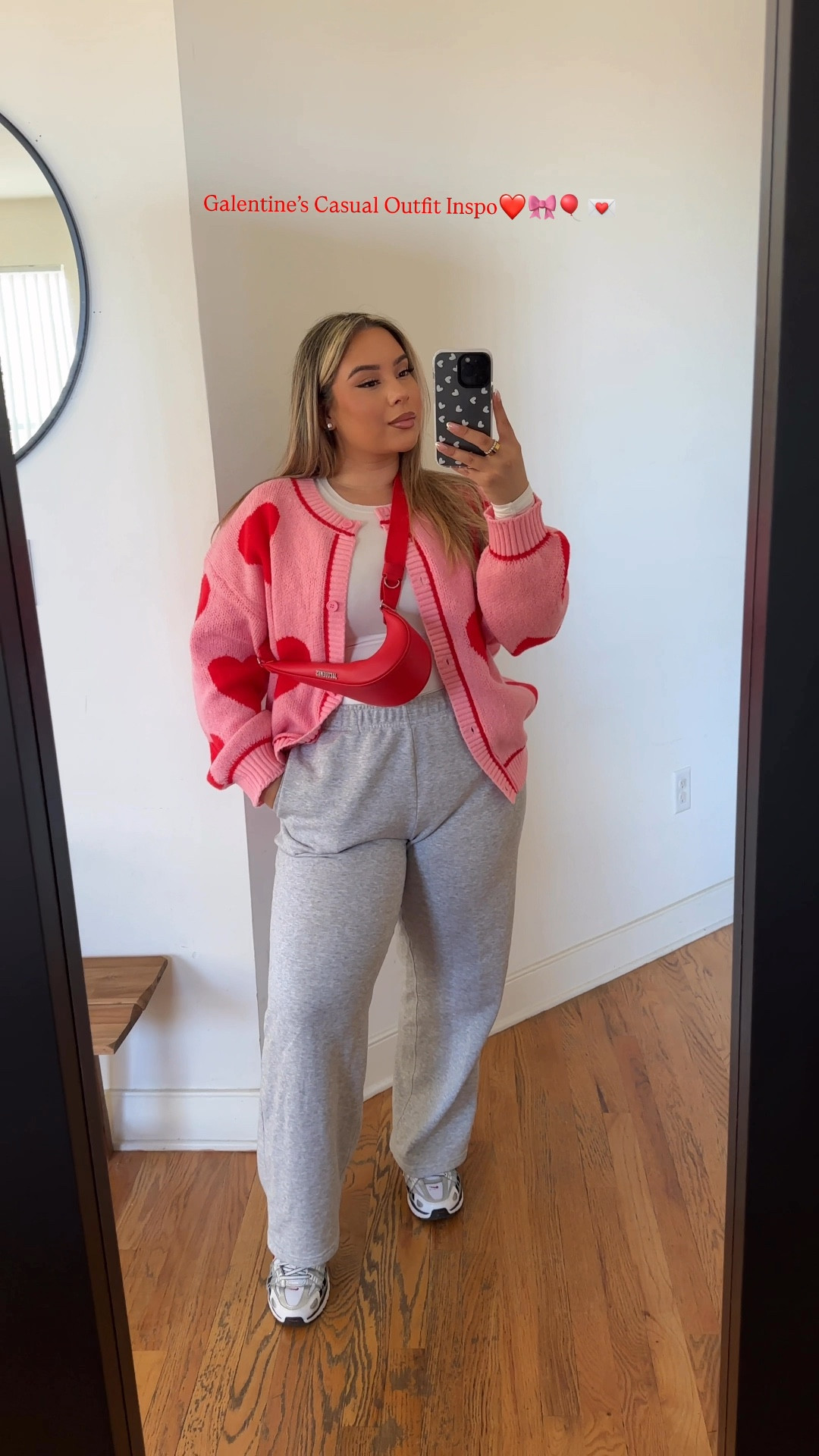 Galentine’s -  Casual Outfits💖 sizing ⬇️ 

Heart cardigan: M 
Top: L
Sweats: L 
Levi’s: 31 run small 
White/Red Heart Sweater: M 
Pink sweater: M


#LTKSeasonal #LTKStyleTip #LTKMidsize