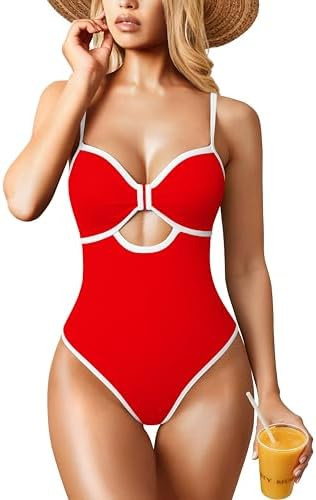 OQQ Women’s One Piece Swimsuit Cutout Push Up Tummy Control Bathing Suit with Adjustable Straps | Amazon (US)