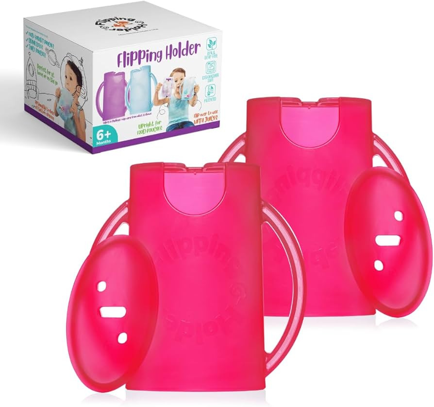Flipping Holder Squeeze Proof Pouch Holder (2-pack with lids) for Food Pouches & Juice Boxes - Mu... | Amazon (US)