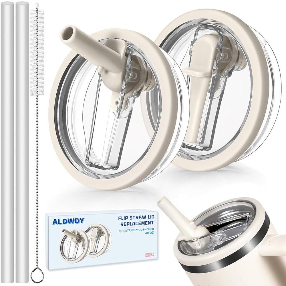 2 Pack 40 oz Flip Straw Leak Proof Lid for Stanley H2.0 Quencher, Stanley Lid Replacement 40 oz f... | Amazon (US)