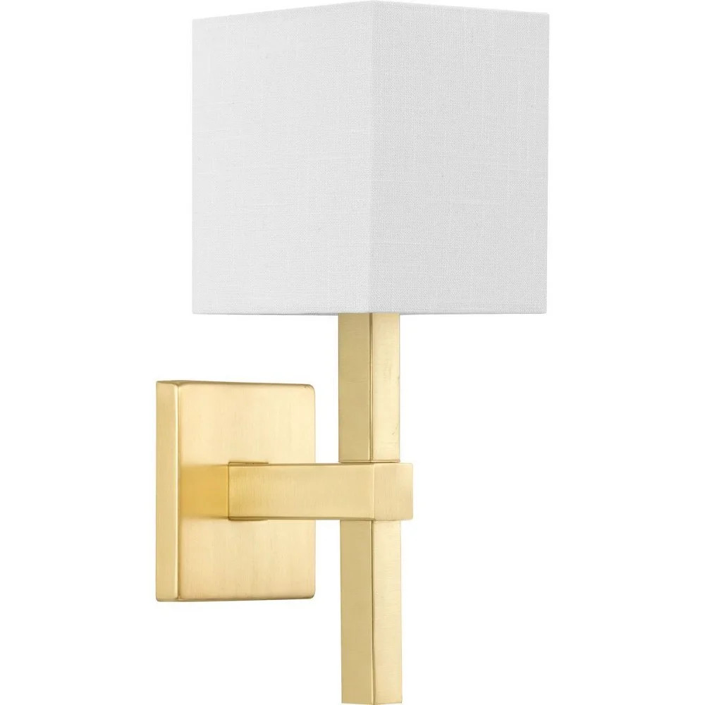 Progress Lighting Metro 1-Light Wall Sconce, Satin Brass, Linen Shade - Walmart.com | Walmart (US)