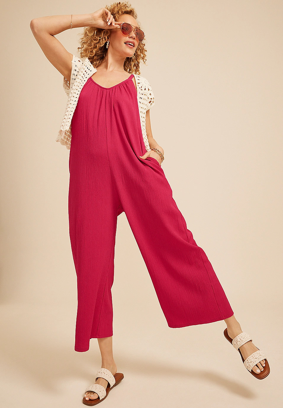 Bare V Neck Wide Leg Jumpsuit | Maurices