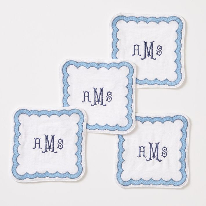 Bespoke Embroidered Coasters, Set of 4 | Mark and Graham