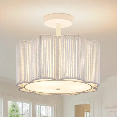 Rattan Semi Flush Mount Ceiling Light, 3-light Boho Ceiling Lights, Modern Hand-woven Rattan Boho Light Fixture For Bedroom Living Room Kitchen Hallwa | Wayfair North America