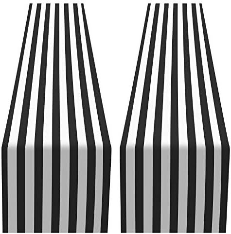 Black And White Striped Table Runner ￼ | Amazon (US)