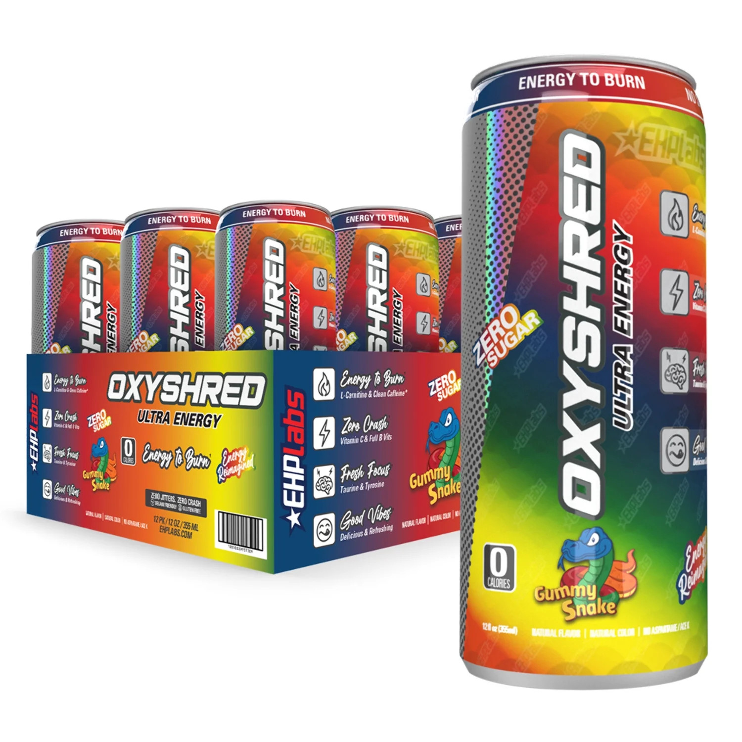 EHP Labs OxyShred Healthy Energy Drink - Zero Sugar Energy Drinks with Amino Acids, Green Tea Ext... | Walmart (US)