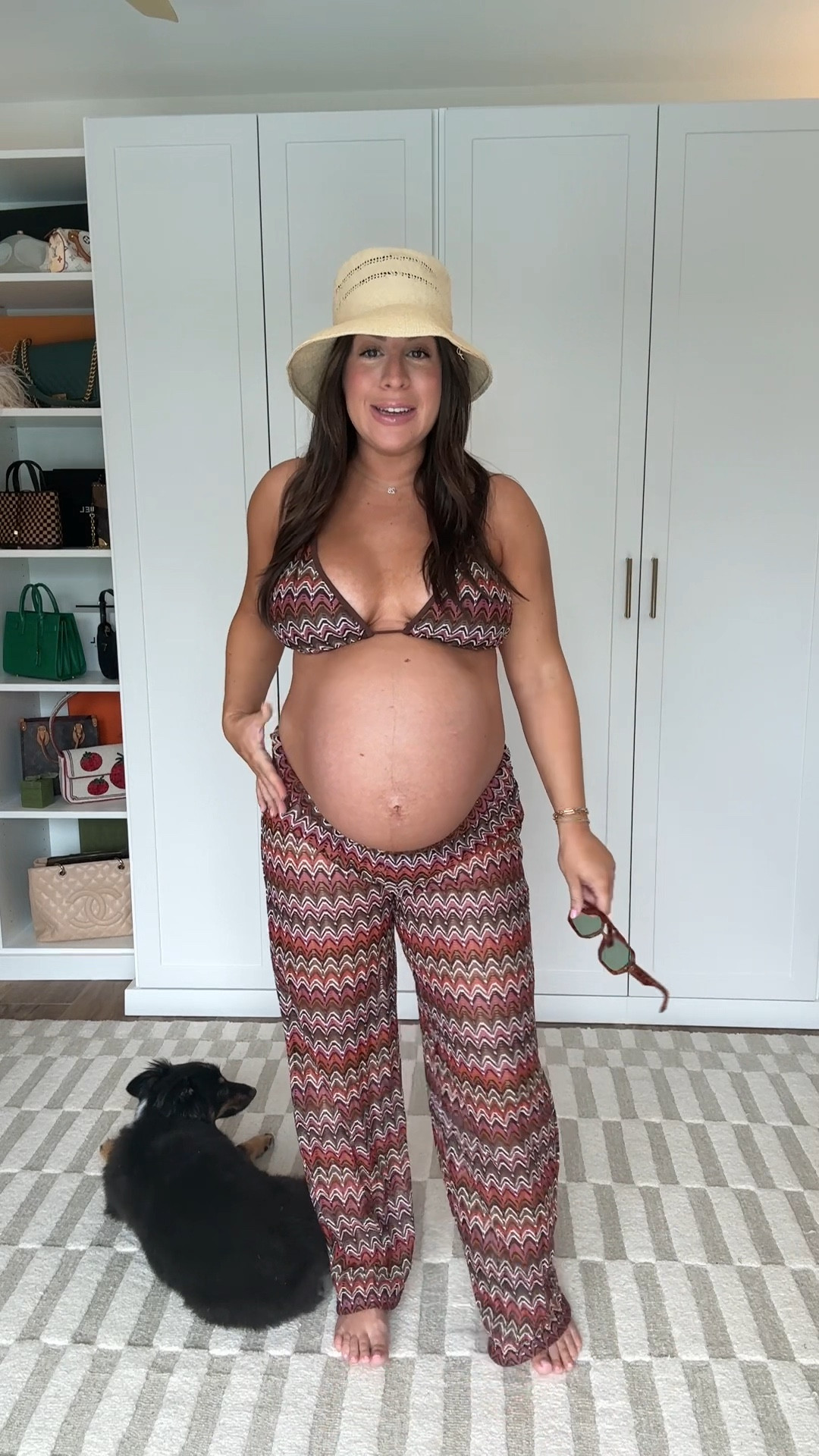 this missoni look for less is unreal !!! 🍋‍🟩🥥 wearing a size large in all pieces at 36 weeks pregnant 