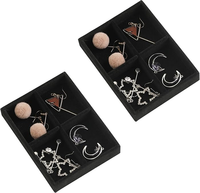 Frebeauty Small Jewelry Tray Set,Stackable Velvet Jewelry Organizer Tray,Mini Jewelry Drawer Orga... | Amazon (US)