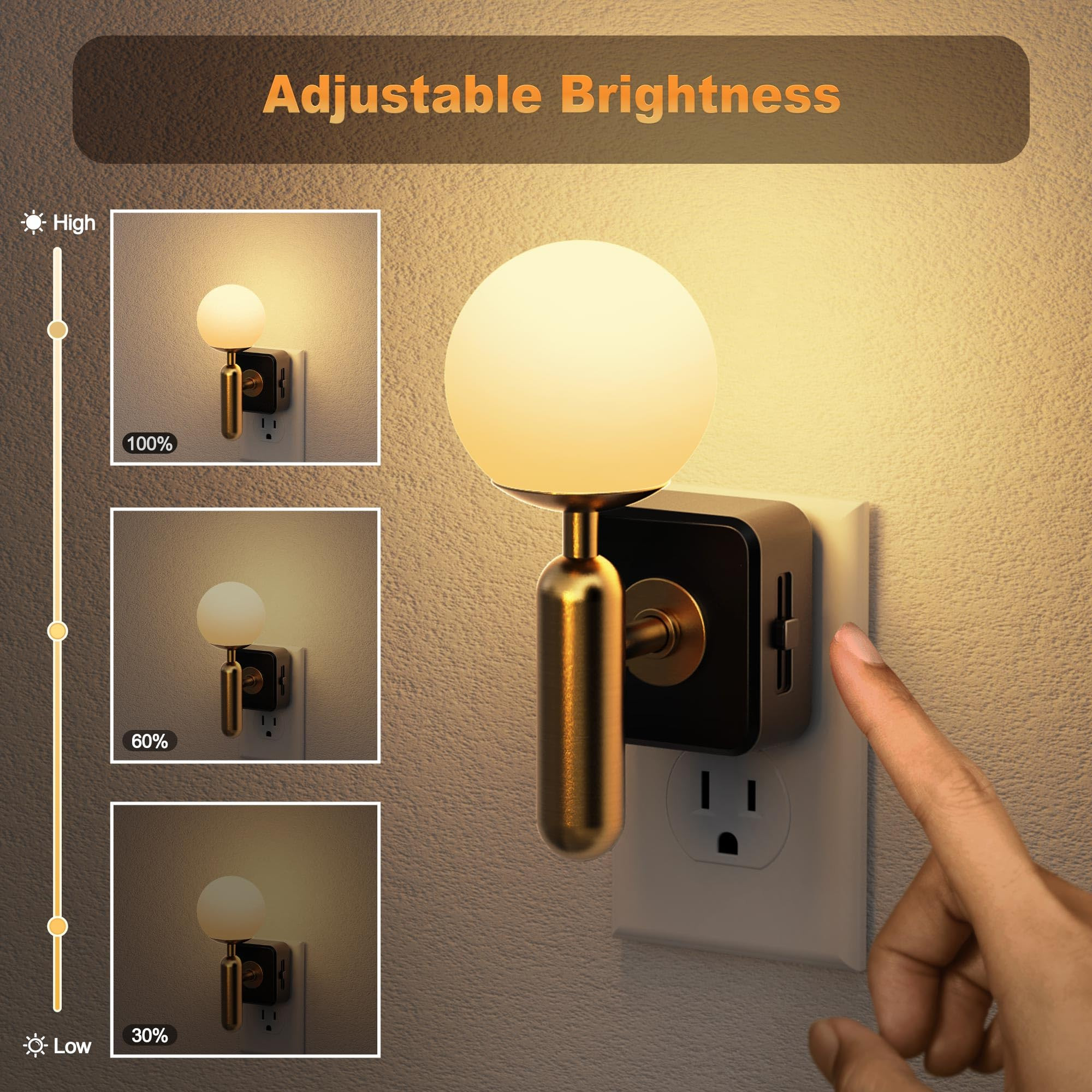 JandCase Night Light Plug in, Night Lights Plug into Wall, 3000K Soft Light LED NightLights, 0-10... | Amazon (US)