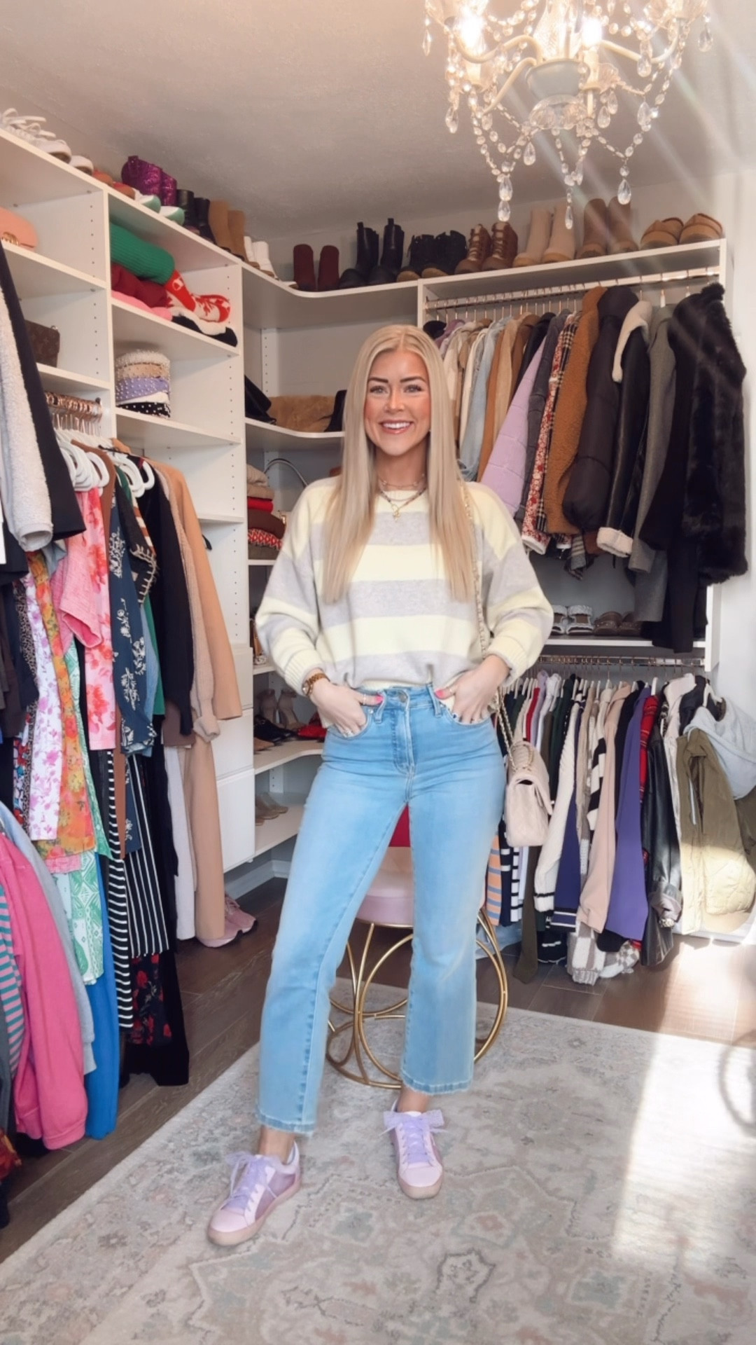 Late winter, early spring outfit // Good American cropped jeans // Striped butter yellow & grey sweater // Trendy lace shoelaces // Women’s gold watch // Chunky gold designer inspired earrings // 

Softest sweater I own! Receive so many compliments on it.

Jeans are the softest and most comfortable pair of jeans I own. Wearing my true size.

#LTKootd