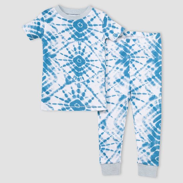 Burt's Bees Baby® Toddler Boys' 2pc Diamond Tie-Dye Organic Cotton Snug Fit Pajama Set - Light B... | Target