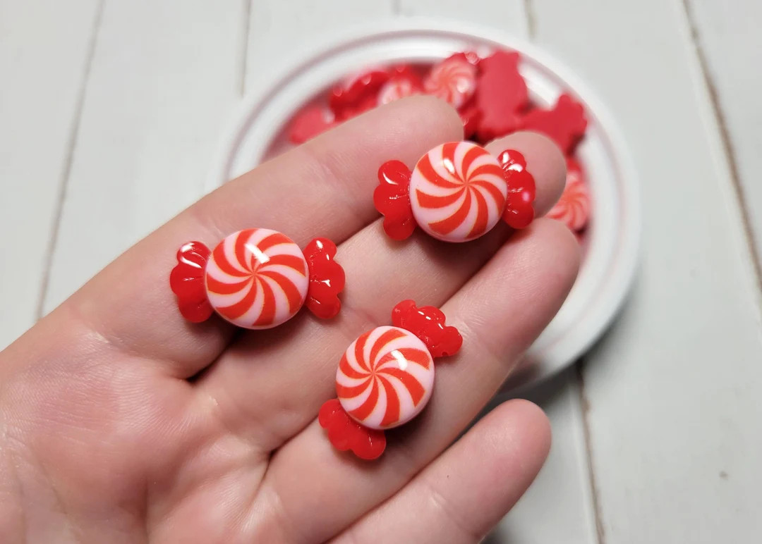 Peppermint Candy Cabochons - Flatback Resin - Kawaii Cabochon - Christmas Cabochon - Slime Charms... | Etsy (US)