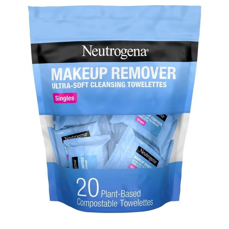 Neutrogena Cleansing Makeup Remover Wipes, Individually Wrapped Facial Wipes, 20 Count | Walmart (US)