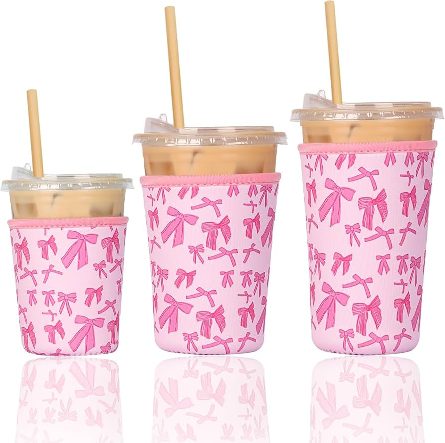 Reusable 3-Pack Iced Coffee Cup Sleeve, Insulated Neoprene, Beverage Holder for Iced Coffee, Dura... | Amazon (US)
