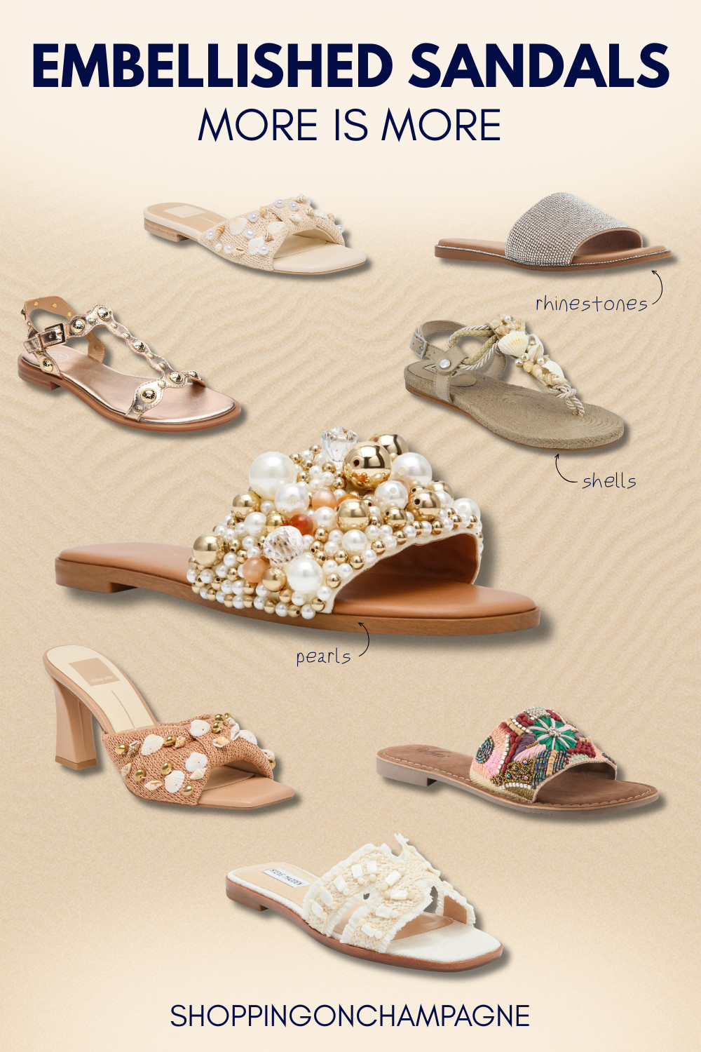 Embellished sandals are the biggest shoe trend of the summer and this edit has every style covered. Pearl clusters, rhinestones, shells, gold studs, beaded slides, and floral details — from subtle to seriously stunning. The key is finding the one that matches your personality. Embellished sandals, summer sandals for women, shoe trends summer 2026, sandals for women over 50, fashion over 50.  

 #LTKSeasonal #LTKOver40