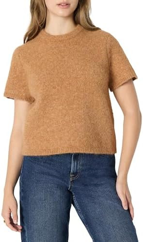 Amazon Essentials Womens Relaxed-Fit Faux Mohair Short Sleeve Sweater Top | Amazon (US)