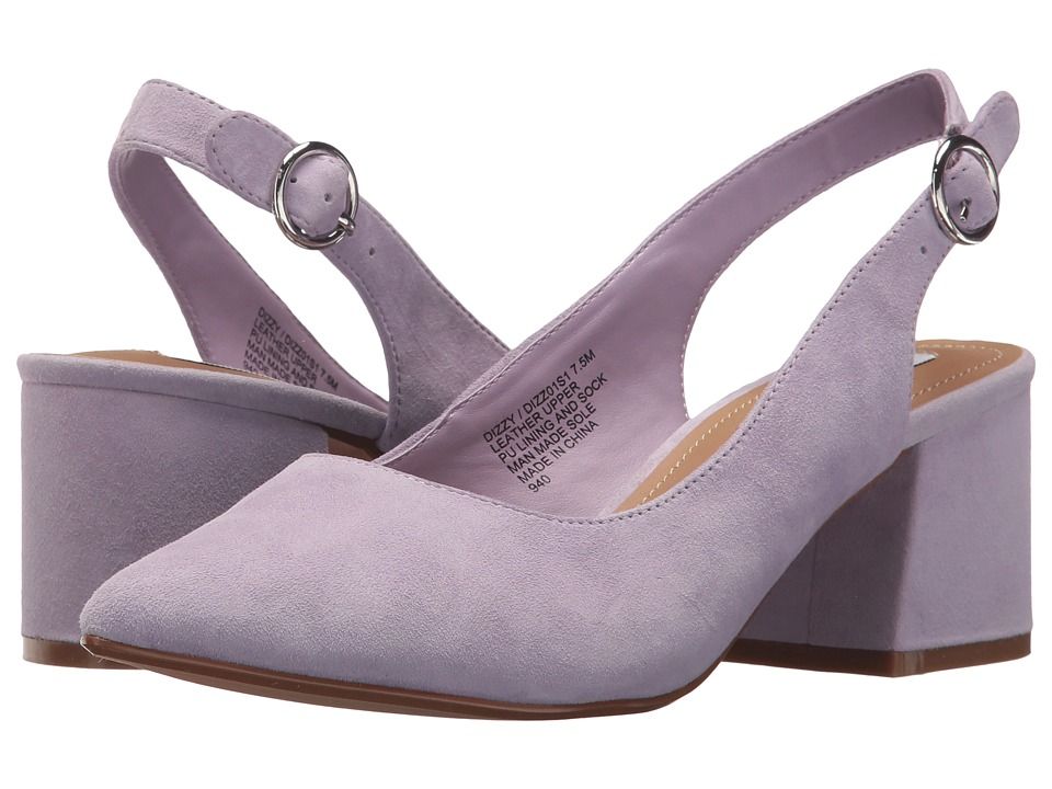 Steve Madden Dizzy Slingback Block Heeled Sandal (Lavender Suede) Women's Sling Back Shoes | Zappos