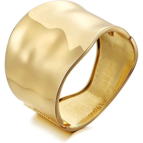 Gold Cuff Bracelets for Women Fashion Chunky Gold Bracelets for Women Hinge Gold Bangle Bracelets... | Walmart (US)